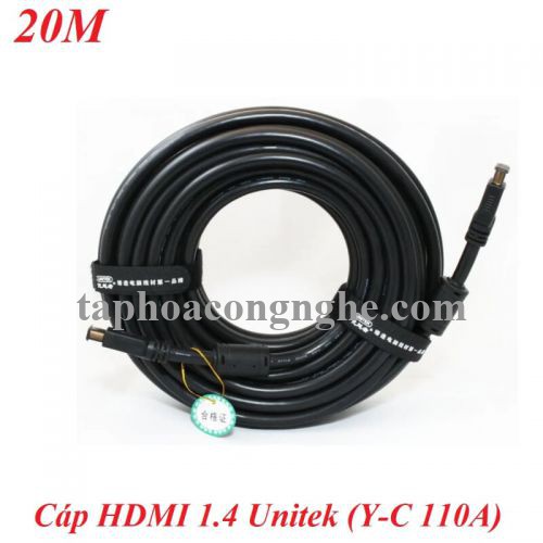 Unitek 98495 Y-C110AM chuẩn 1.4 20M 4k Màu Đen Cáp Hdmi dây tròn chống nhiễu 30098495